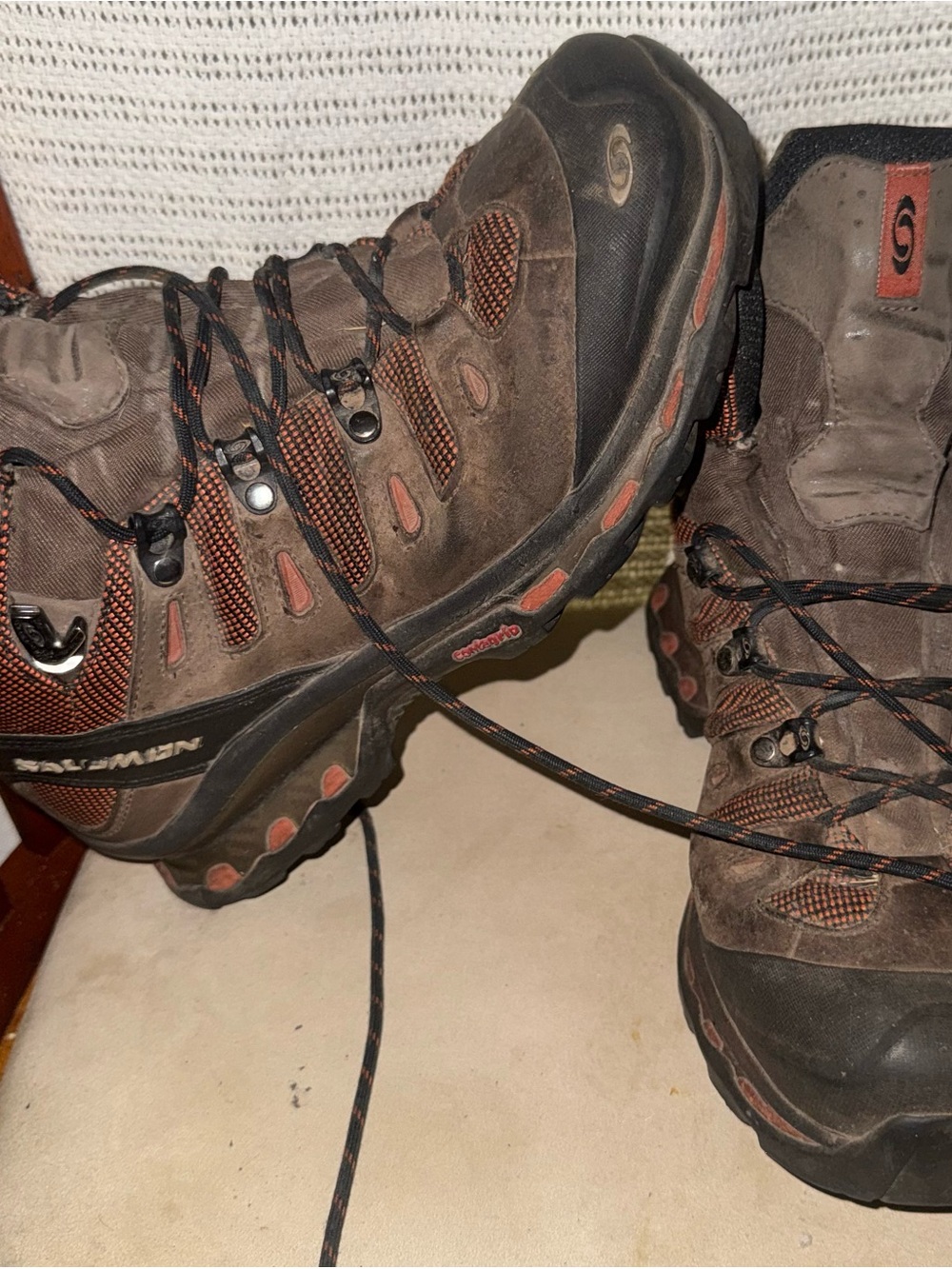 Salomon Brown and Orange Men's Hiking Boots